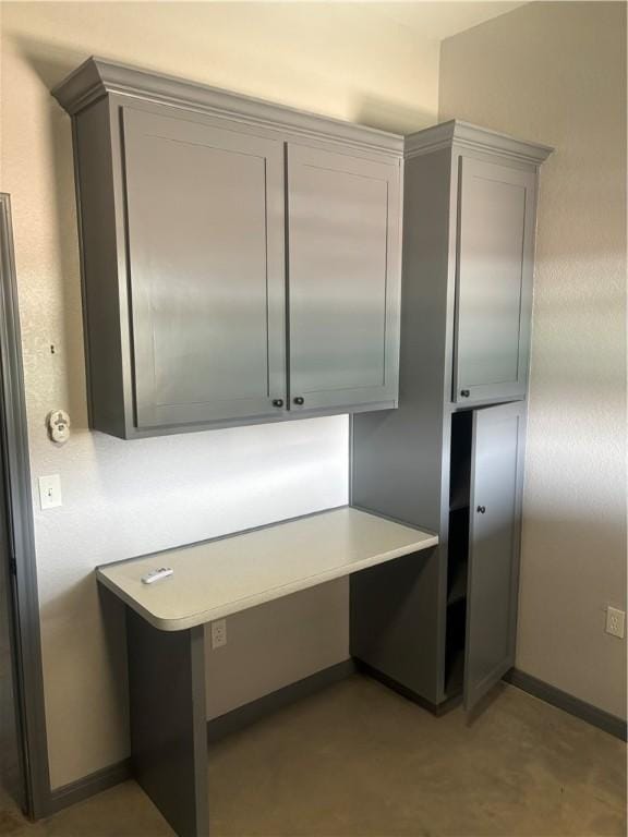 interior space with gray cabinetry