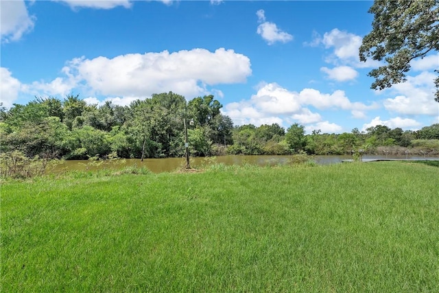 view of yard with a water view