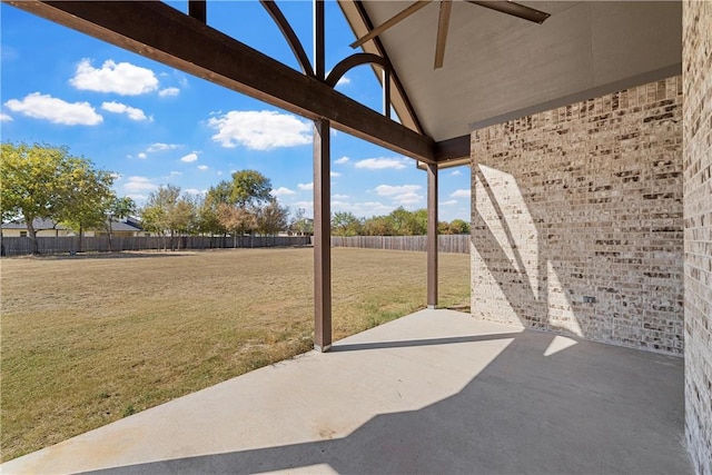 view of patio with ceiling fan