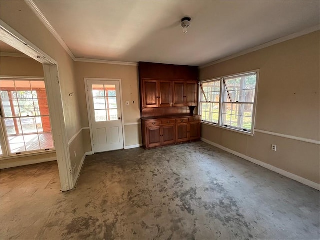 interior space featuring crown molding