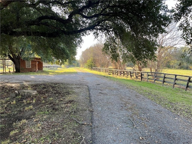 view of road with a rural view