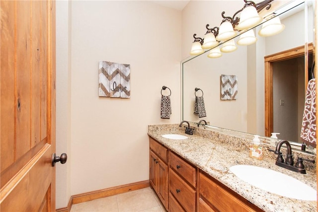 bathroom with tile patterned flooring and vanity