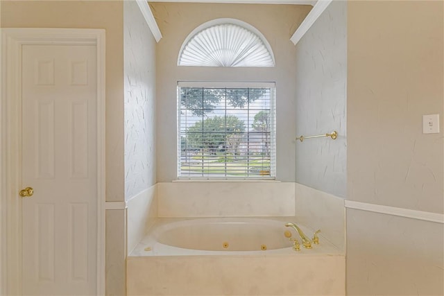 bathroom featuring plenty of natural light and a tub