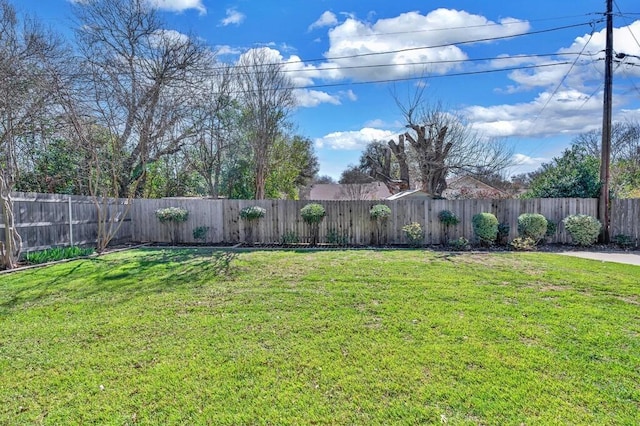 view of yard featuring a fenced backyard