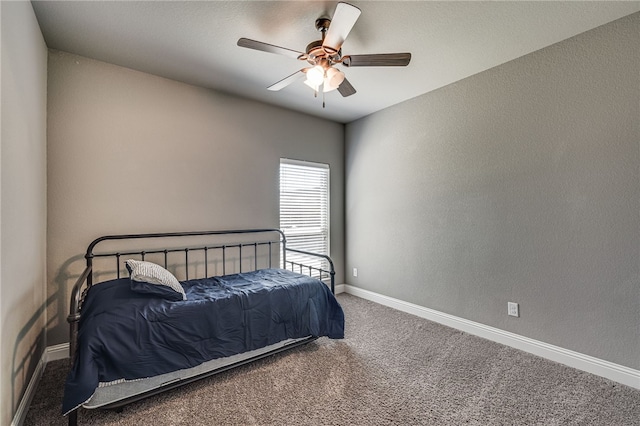 bedroom with carpet flooring and ceiling fan