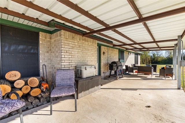 view of patio with a grill