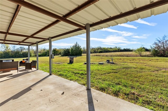 view of patio with a rural view