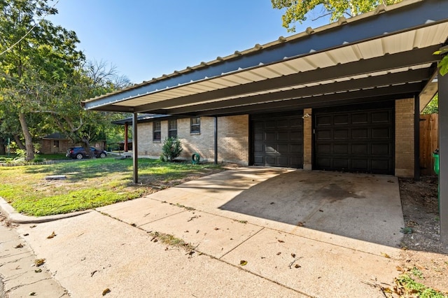 exterior space featuring a carport