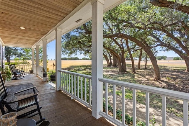 wooden terrace featuring a porch