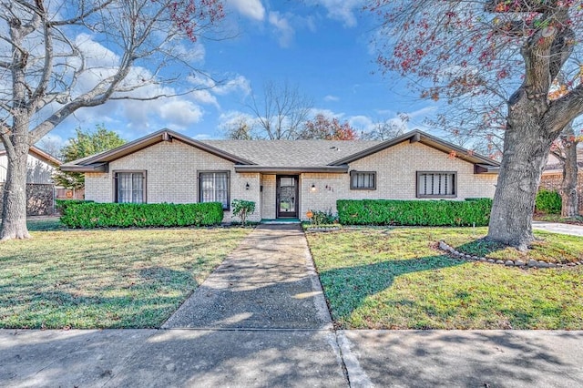 ranch-style house featuring a front yard