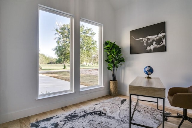 entryway with hardwood / wood-style floors