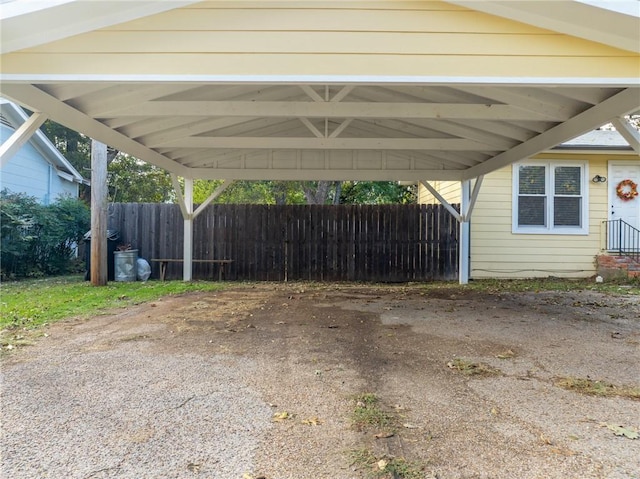 view of parking featuring a carport