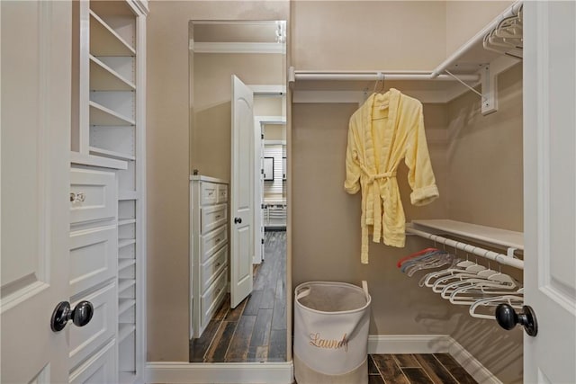 spacious closet with wood tiled floor