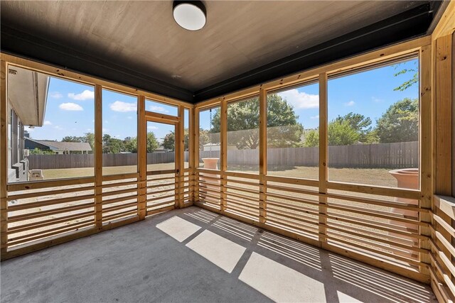 view of unfurnished sunroom