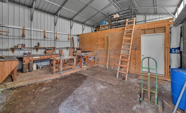 garage featuring metal wall