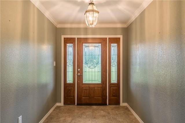 foyer featuring crown molding