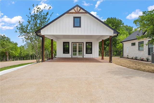 back of property with french doors