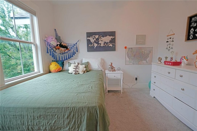 bedroom with carpet floors and multiple windows