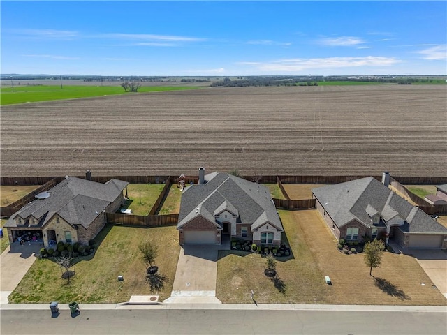 aerial view with a rural view