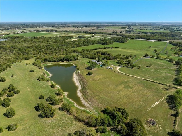 bird's eye view with a rural view and a water view