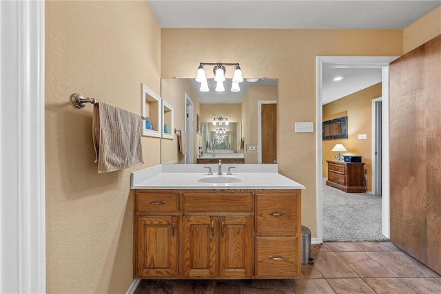 bathroom with vanity and tile patterned floors