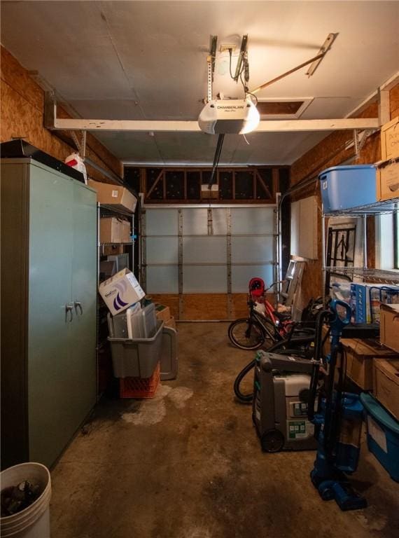 garage with a garage door opener