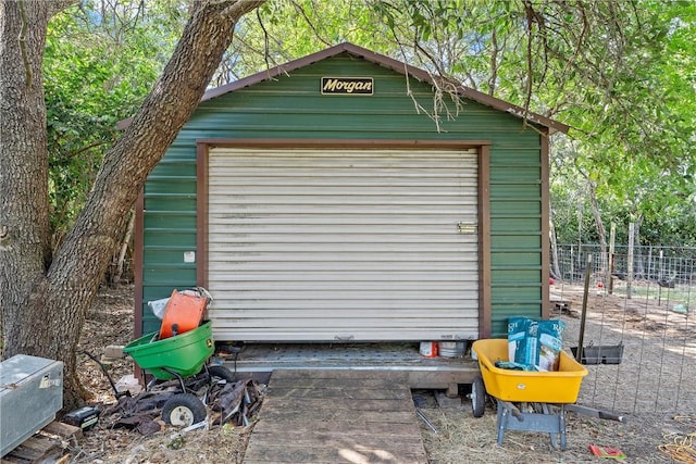 view of outdoor structure featuring a garage