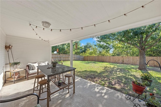 view of patio / terrace featuring an outdoor living space