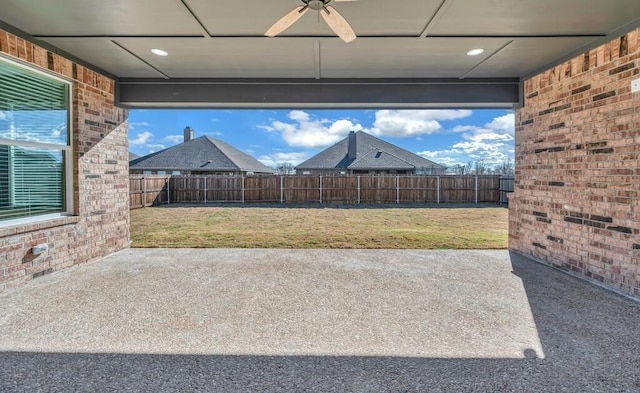 view of patio with ceiling fan