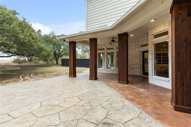 view of patio with ceiling fan