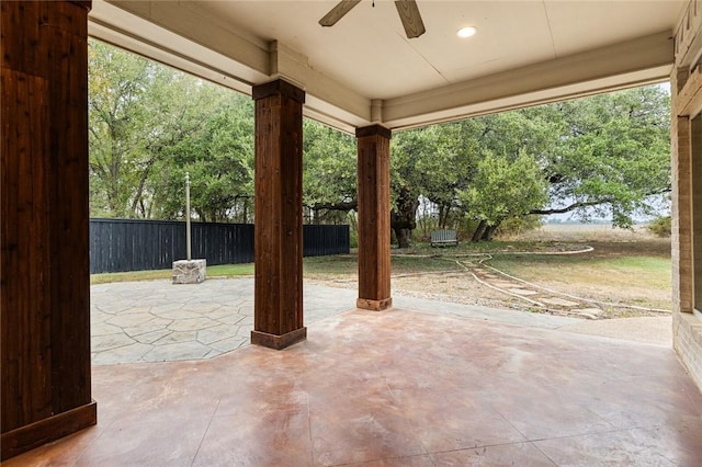 view of patio / terrace featuring ceiling fan