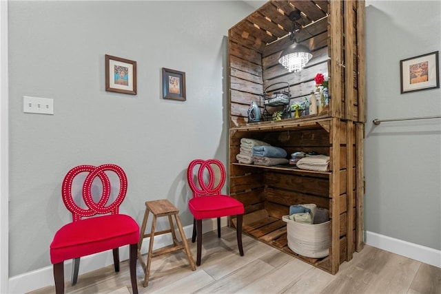 living area with light wood-type flooring