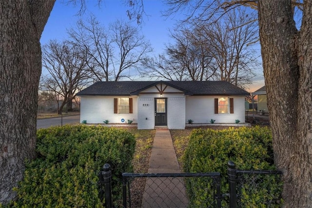 view of single story home