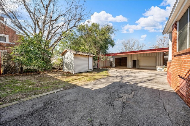 exterior space with a storage unit