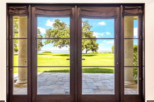 entryway featuring french doors