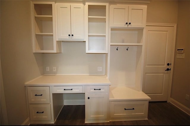 mudroom with dark hardwood / wood-style floors