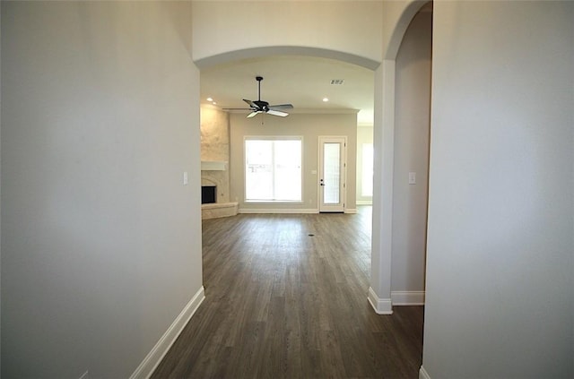 hallway featuring dark hardwood / wood-style floors