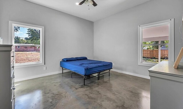 bedroom featuring ceiling fan