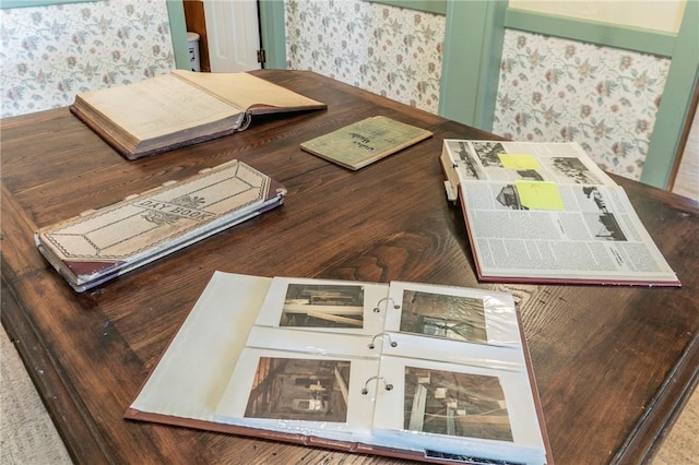 interior space featuring wallpapered walls