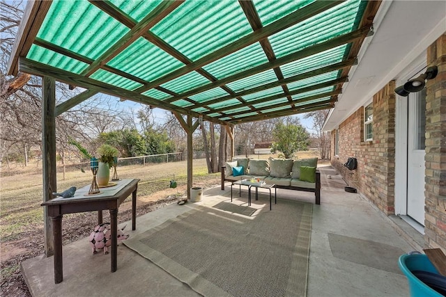 view of patio featuring an outdoor hangout area