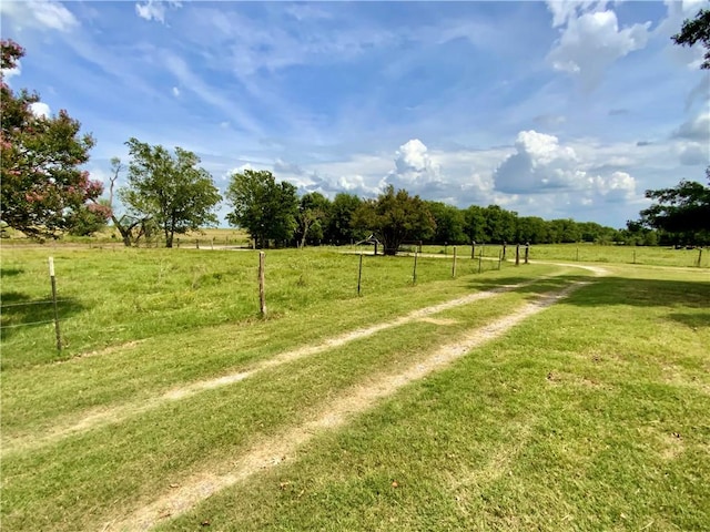 exterior space with a lawn and a rural view