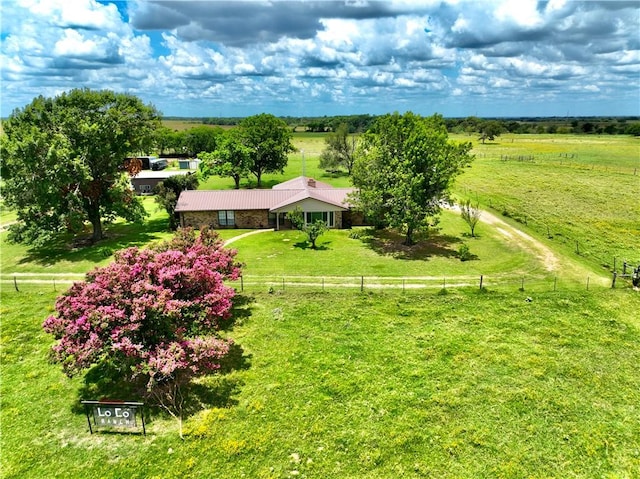 drone / aerial view featuring a rural view