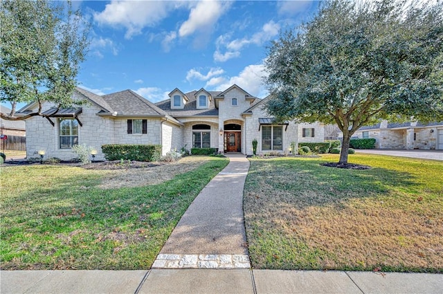 view of front of home with a front lawn