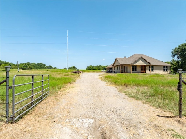 view of street with a rural view