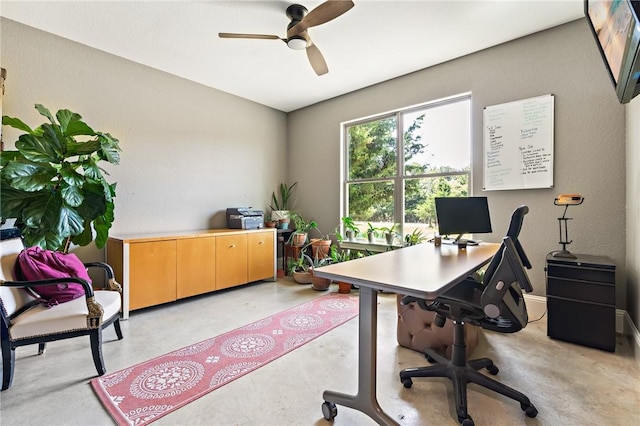 home office with ceiling fan