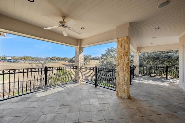 view of patio / terrace featuring ceiling fan