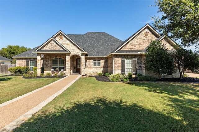 craftsman inspired home featuring a front yard