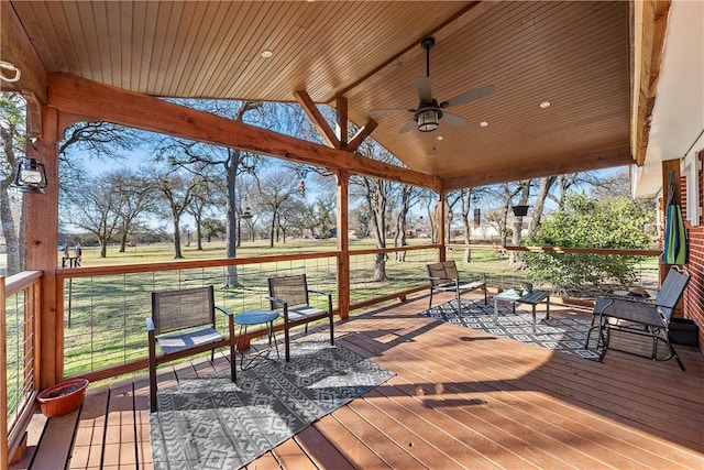 deck featuring ceiling fan