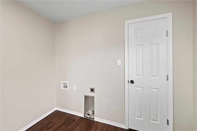 laundry area featuring hookup for an electric dryer, dark wood-type flooring, and hookup for a washing machine