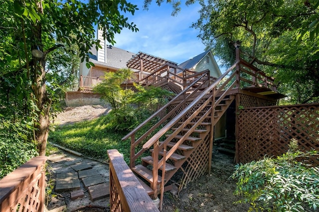 view of yard featuring a deck